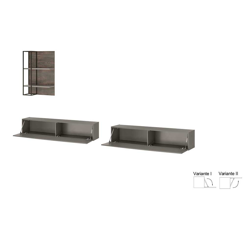 Wohnzimmer TV Anbauwand hängend - Mundo (dreiteilig)
