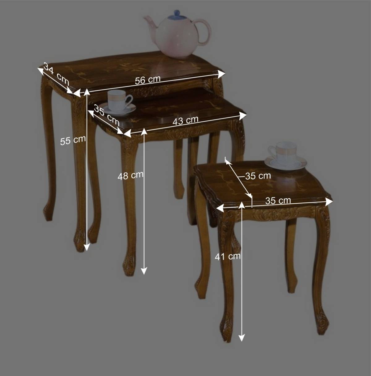 Drei Beistelltische mit Intarsien Magari italienisches Design (dreiteilig)