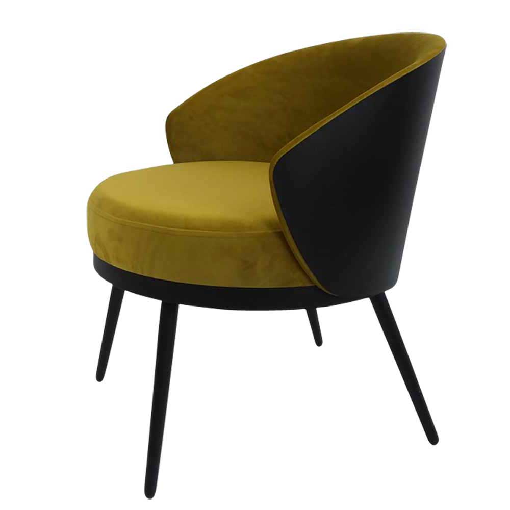 Frei stellbarer Velours Sessel in Gold Gelb - Durense