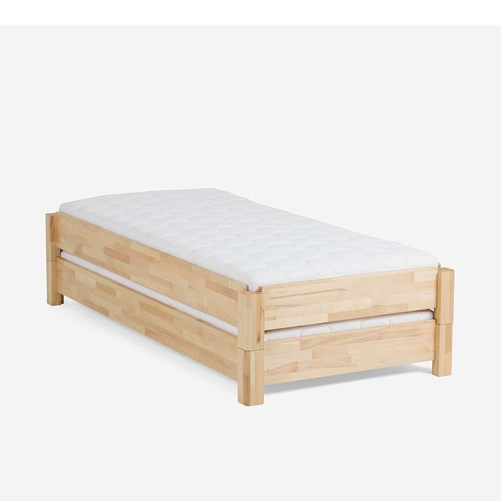 Massivholz Stapelbett Pseidoca aus Buche natur geölt (zweiteilig)