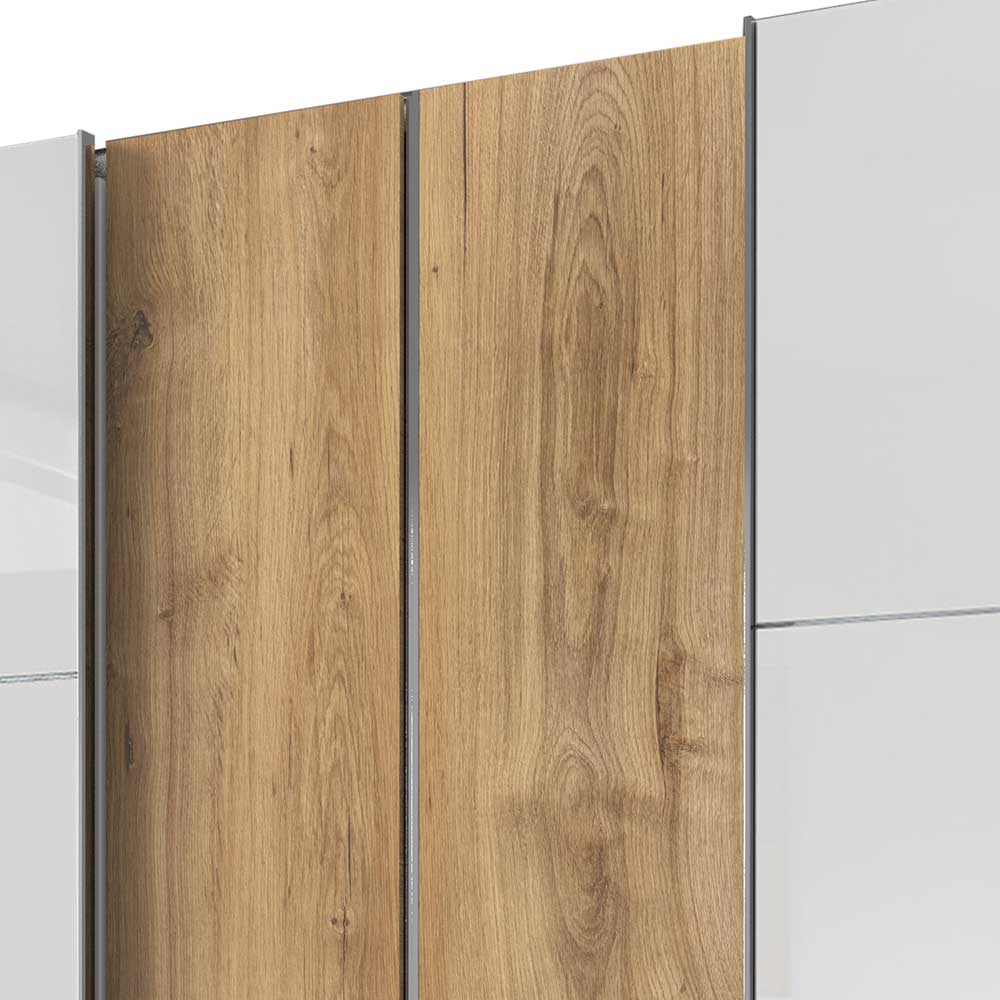 Kombi-Kleiderschrank in Weiß Glas - Stufania