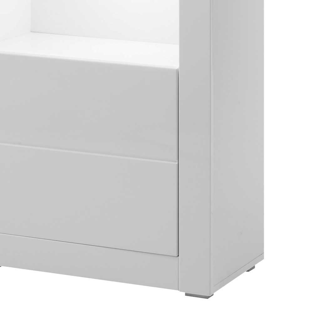 Hochglanz Vitrine in Weiß mit Beton Dekor Mextra 2-türig