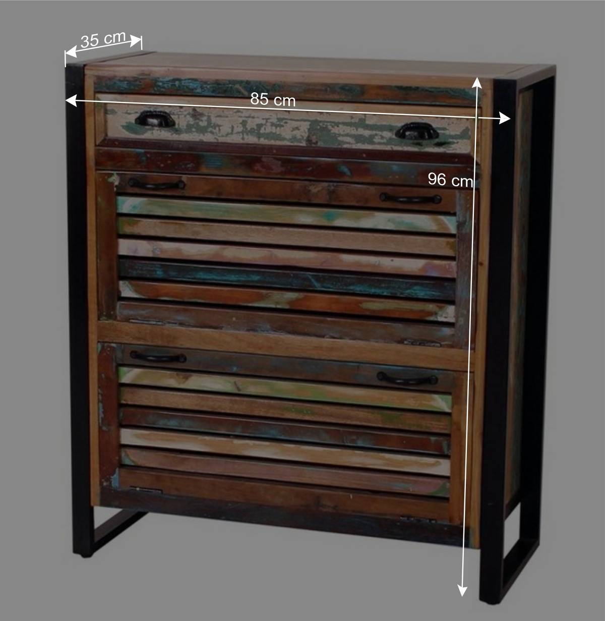 Shabby Chic Schuhschrank aus Recyclingholz - Vosbadus