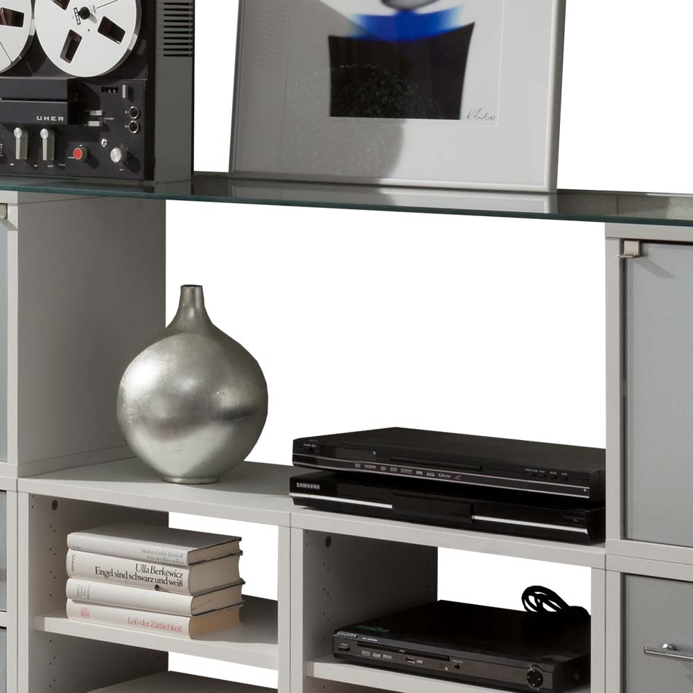 Stylisches Stauraum Möbel in Weiß & Silber - Imtrador