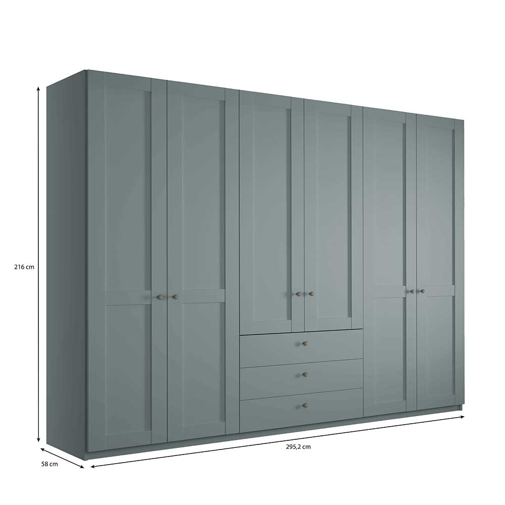 Graugrüner Kleiderschrank 6-türig - Rajavo
