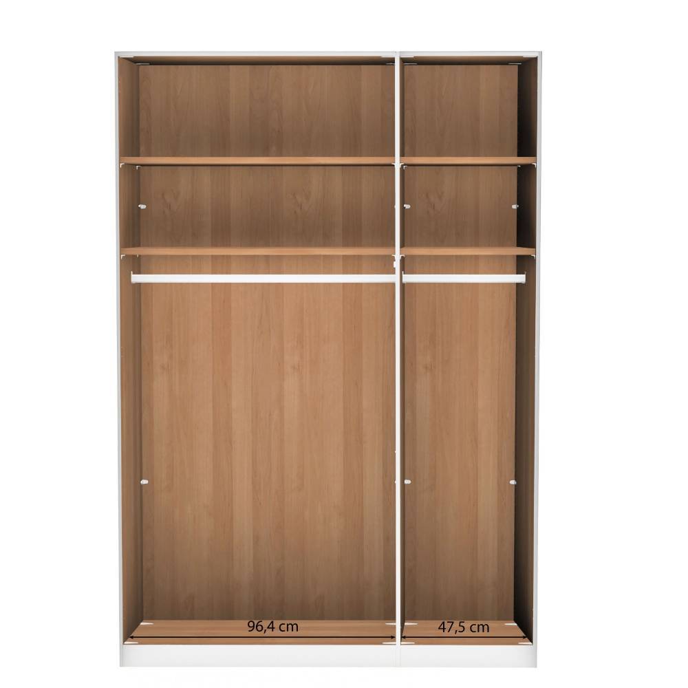3-türiger Kleiderschrank in Erle teilmassiv - Hung