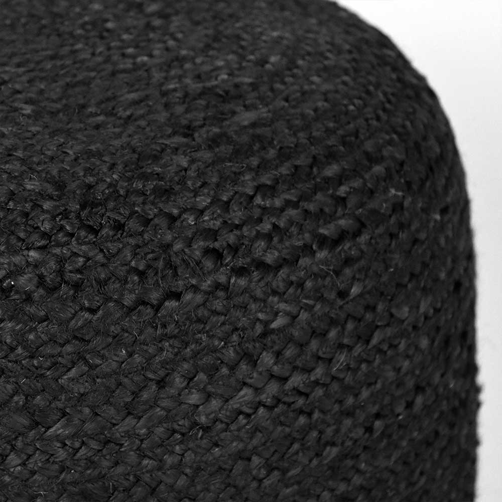 Pouf Hocker in Schwarz Jute Geflecht - Racussa