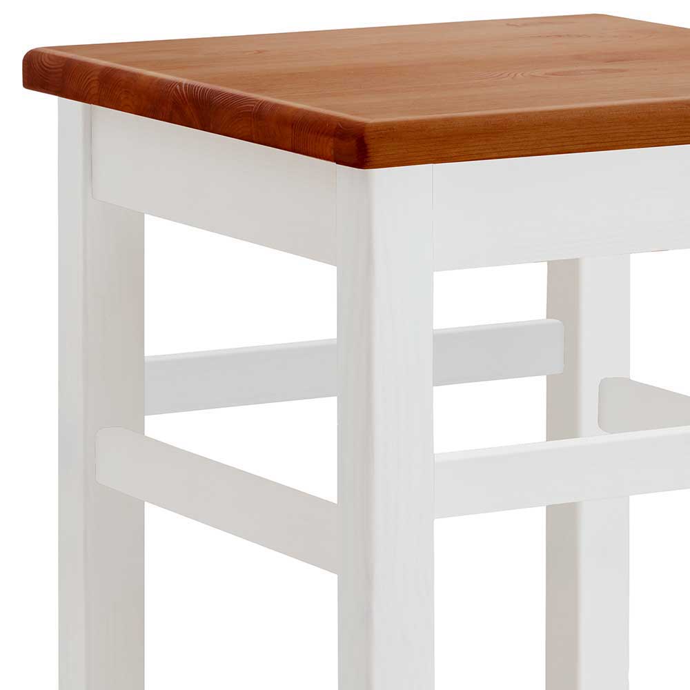 Sitzfläche und oberes Gestell des Barhocker Sets aus massivem Kiefernholz – Kangron