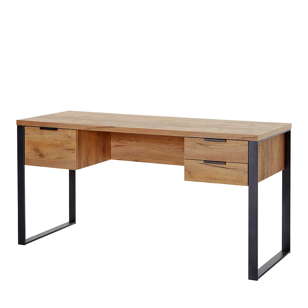 Design-Schreibtisch in Eiche Optik & Schwarz - Ilvensa