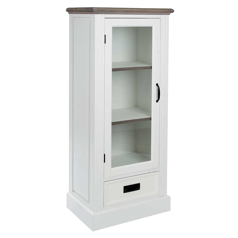 54x130x36 Landhaus Vitrine mit Tür & Schublade - Bleaks