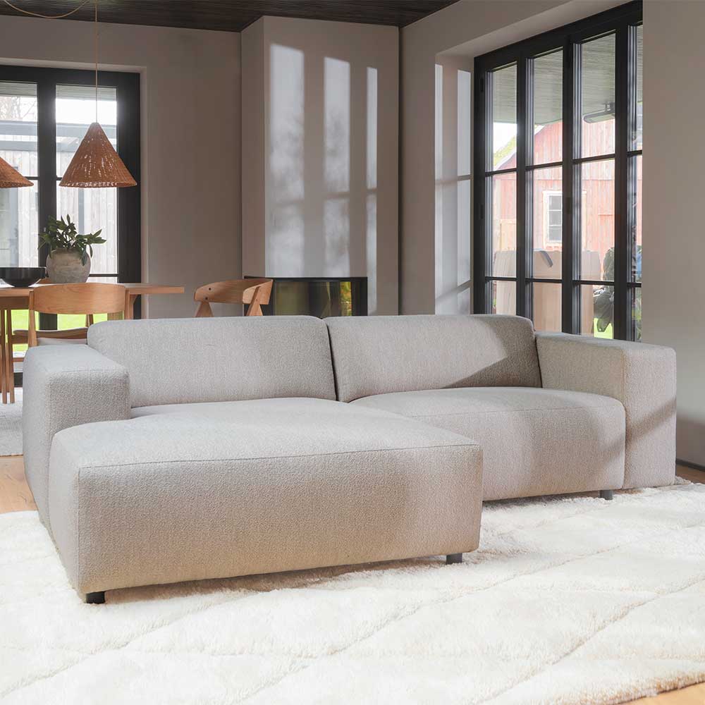 Boucle Eckcouch in Cremeweiß - Casca