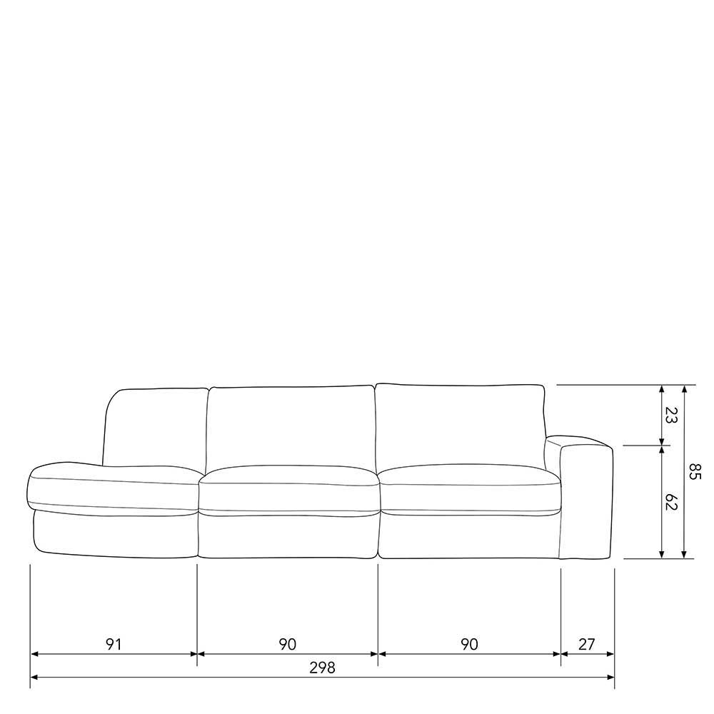 Graues Stoffsofa mit Armlehne rechts - Gregg