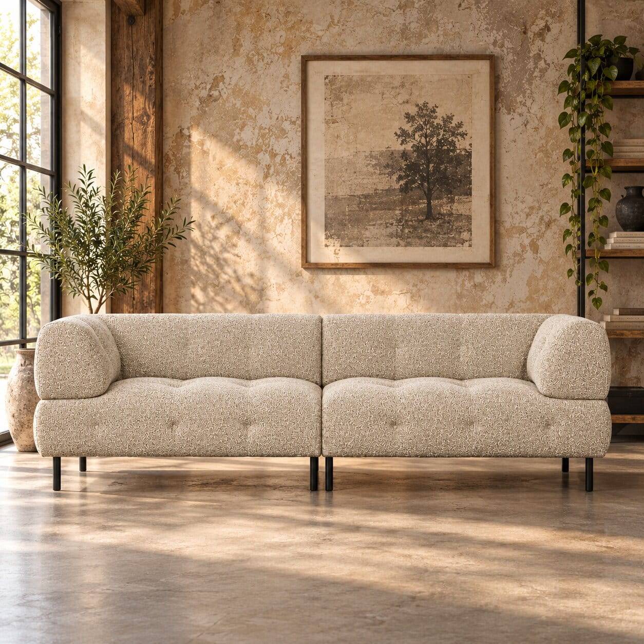 Polstercouch in Beigegrau - Pantras
