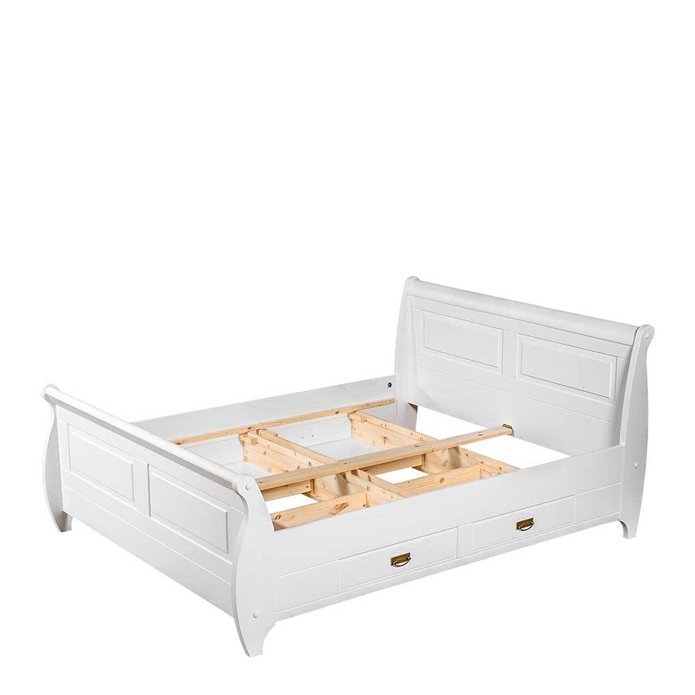 Weißes Landhausbett mit Schubladen - Presto