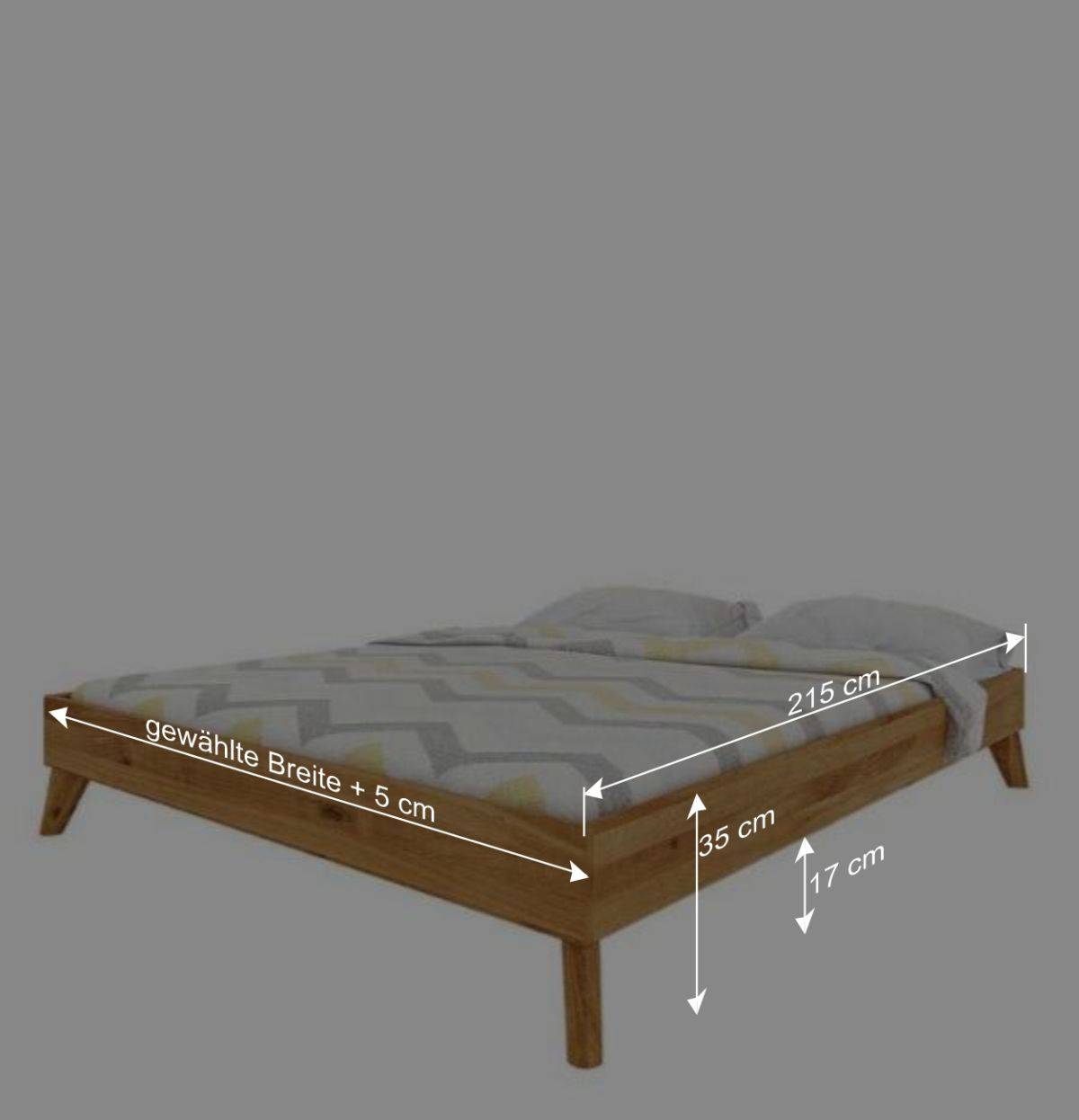 Kopfteilloses Bett in Überlänge 210 cm - Eavy I