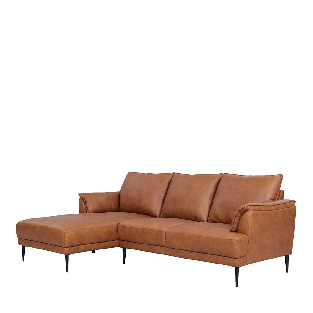 Federkern Ecksofa in Cognac Braun Leder - Zierra