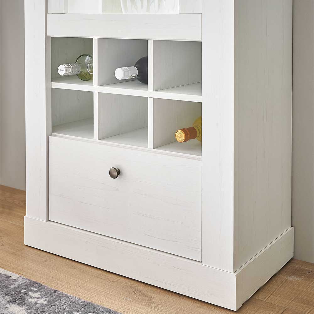 Vitrinenschrank in Holzoptik Pinie weiß - Liancos