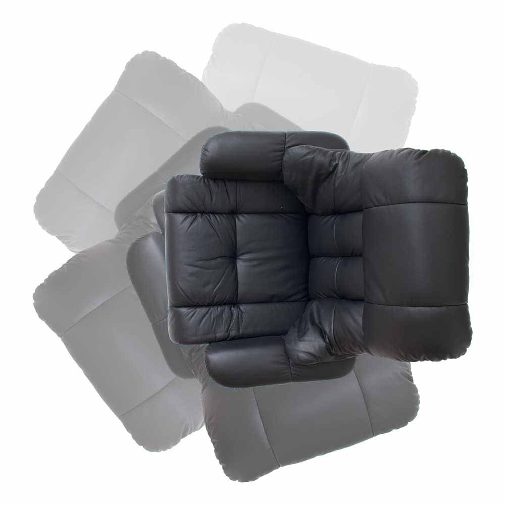 Ruhesessel & Fußhocker mit Leder in Schwarz Ambros Sessel drehbar (zweiteilig)
