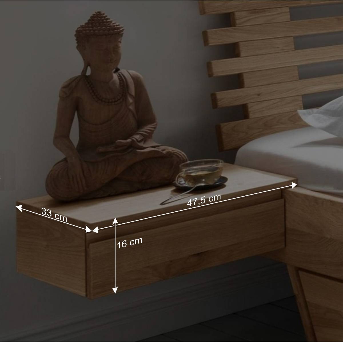 Bett mit zwei Bettkästen aus Wildeiche - Zennian (dreiteilig)