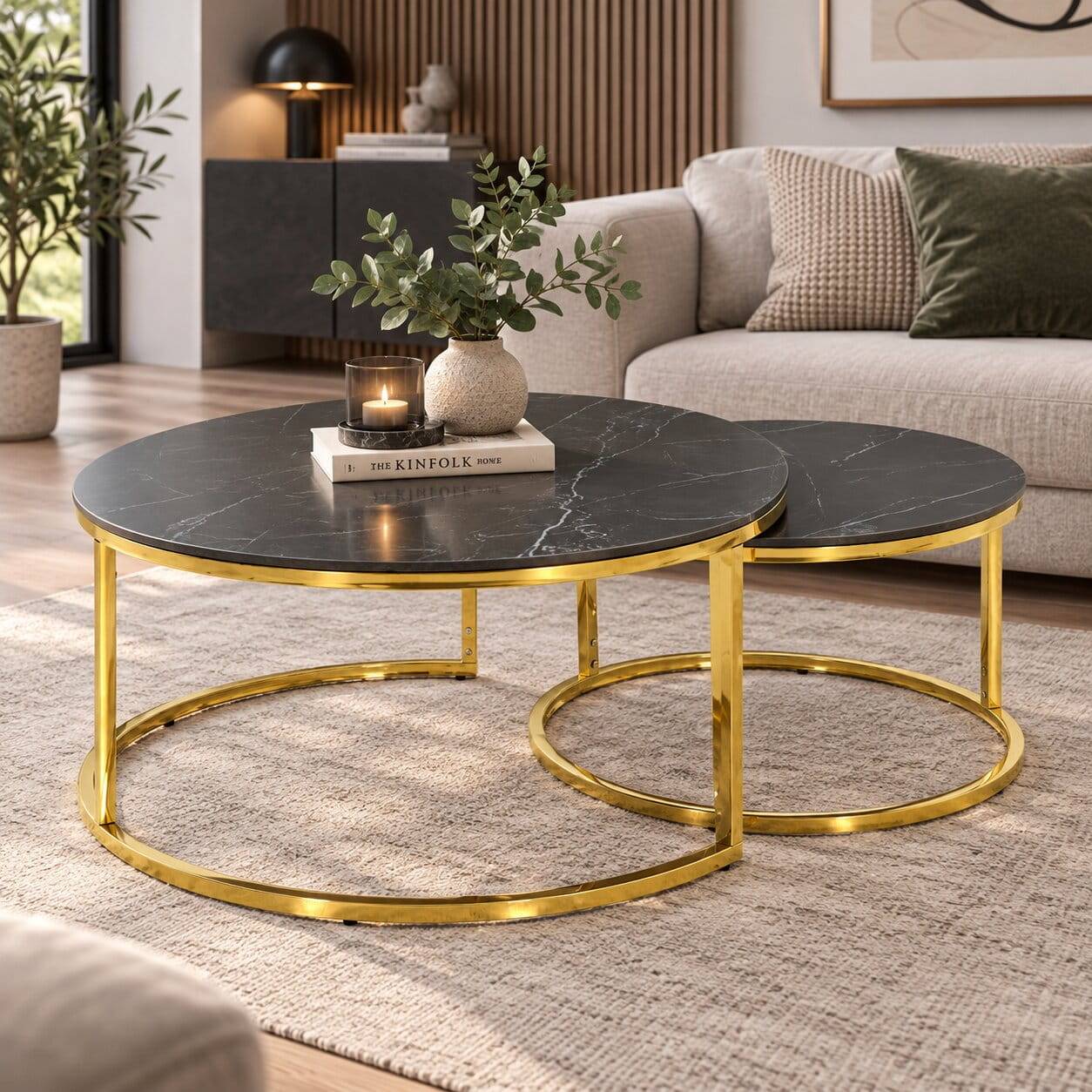Elegante Sofatische aus Sinterstein - Nanda (zweiteilig)