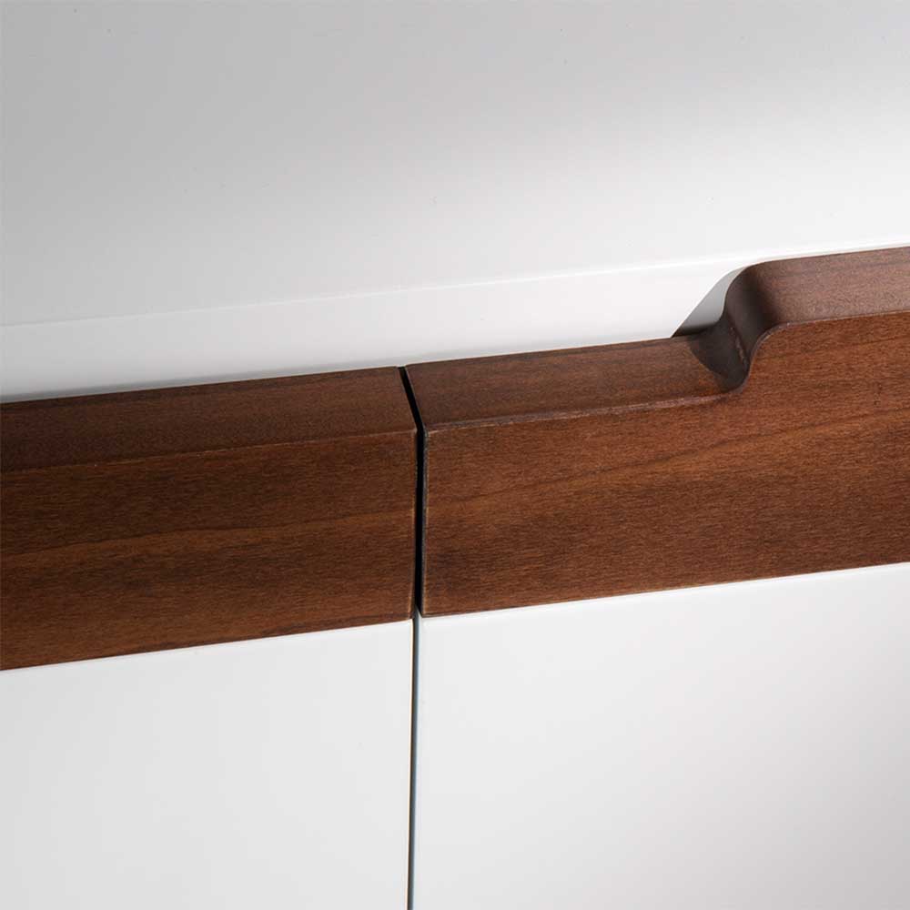 2-türige Design Kommode in Weiß & Nussbaum - Onesty