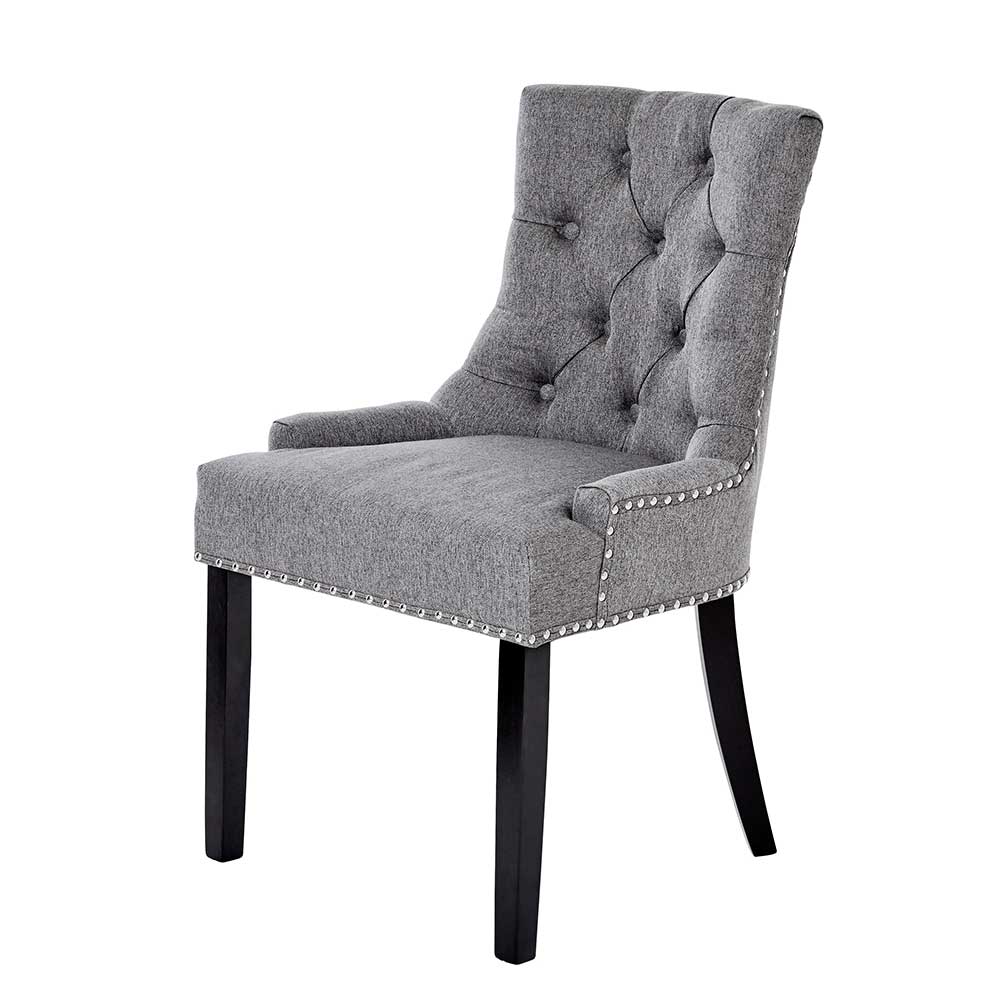 Chesterfield Stuhl in Grau meliert und Schwarz - Menton