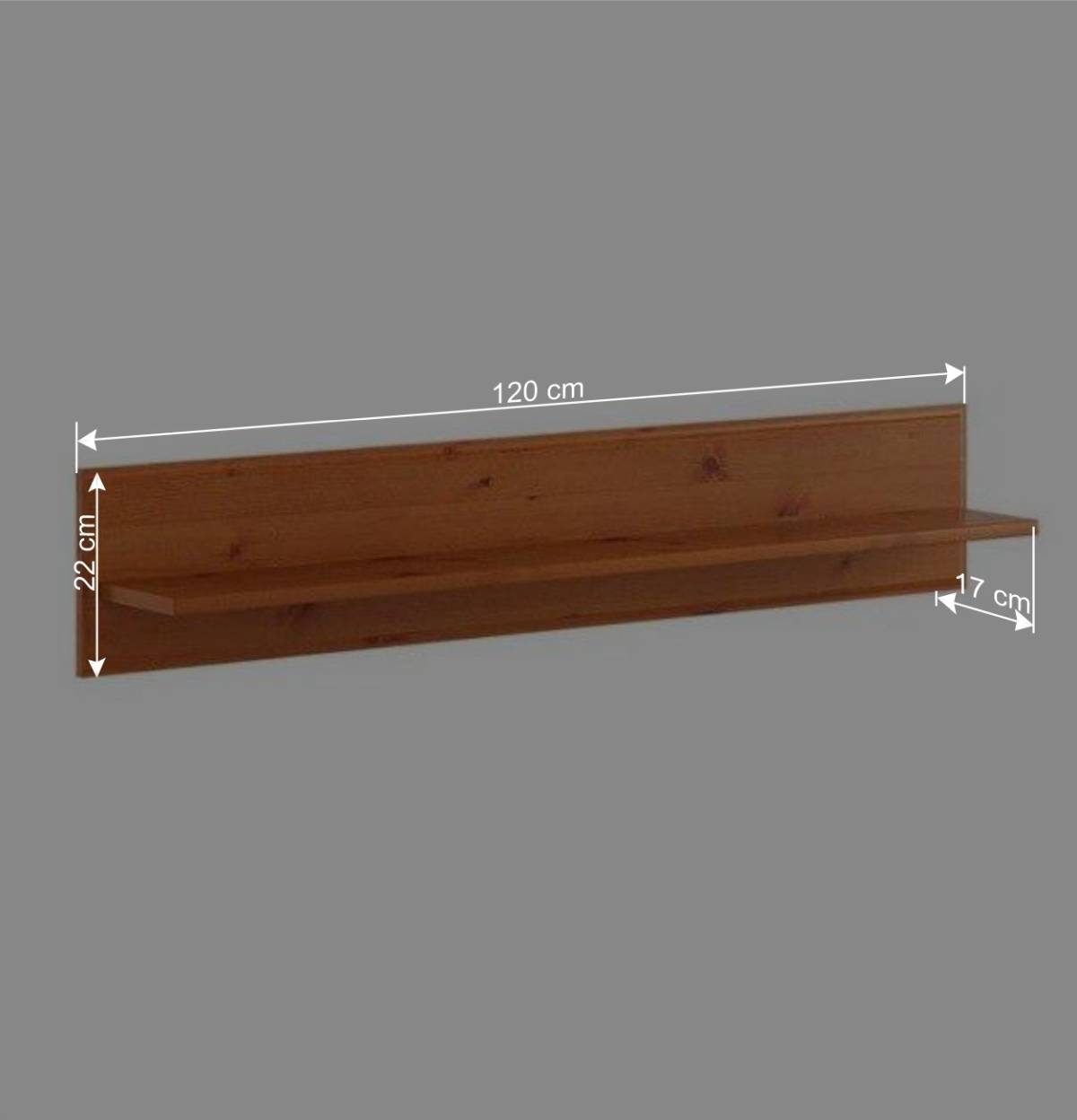 120x22x17 Wandregal aus Kiefer Massivholz - Lusanne