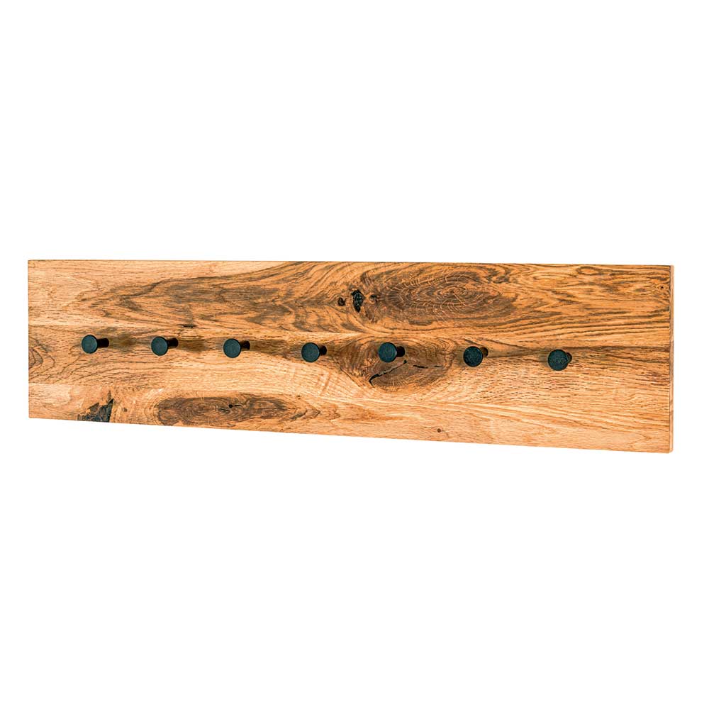 Einfache Wandgarderobe aus Eiche & Metall - Arno