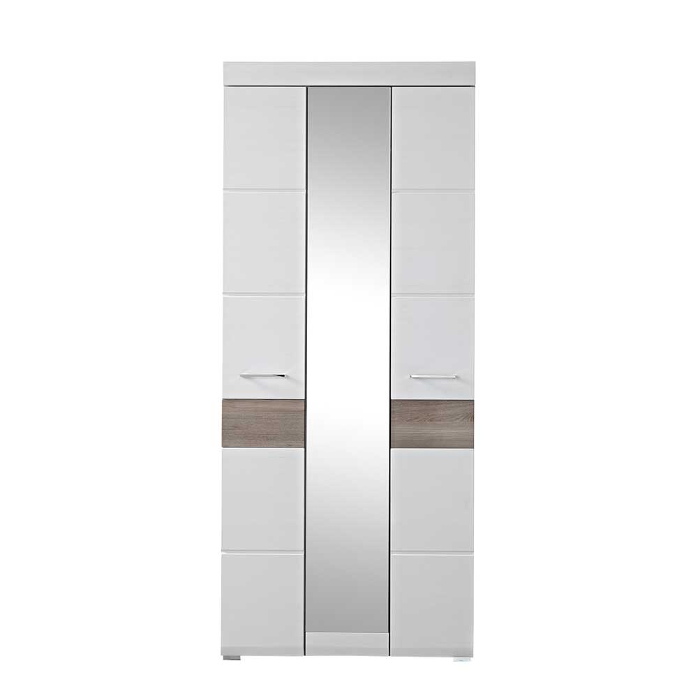 Dielenschrank Brosgo in Weiß Silbereiche