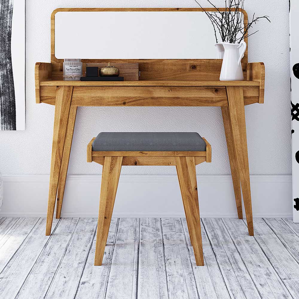 Mid Century Design Holzhocker aus Wildeiche - Hardus