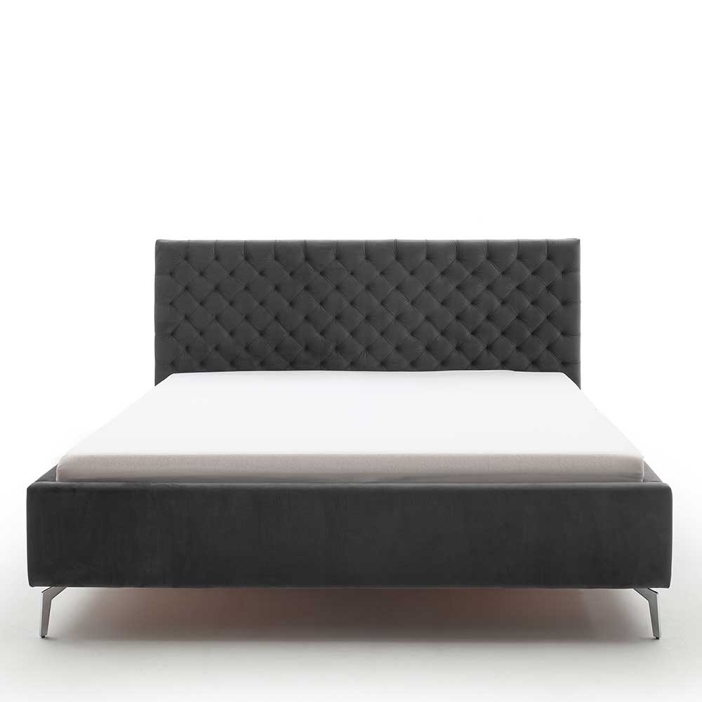 Samt Polsterbett mit Chesterfield Kopfteil - Badehma