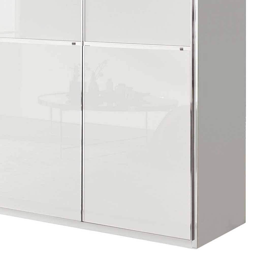 5-türiger Kleiderschrank in Weiß Glasfront - Rocca