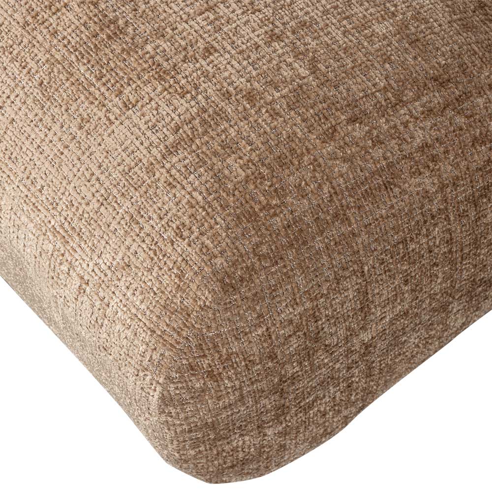 Hellbrauner Chenille Stoffsessel Sitzfläche Detail – Glacita