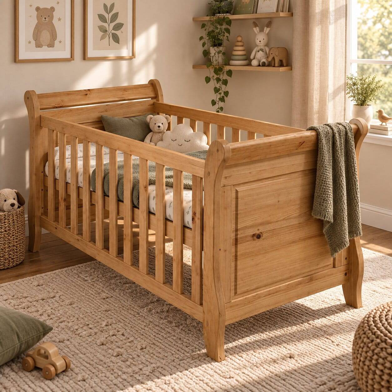 70x140 Kiefernholz Babybett gebeizt & geölt - Piatra