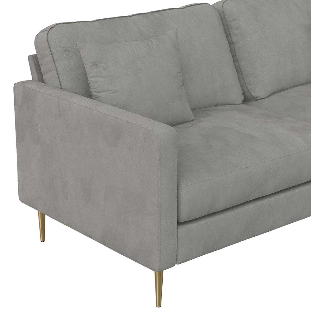 Dreisitzer Samtcouch in Grau - Hillion