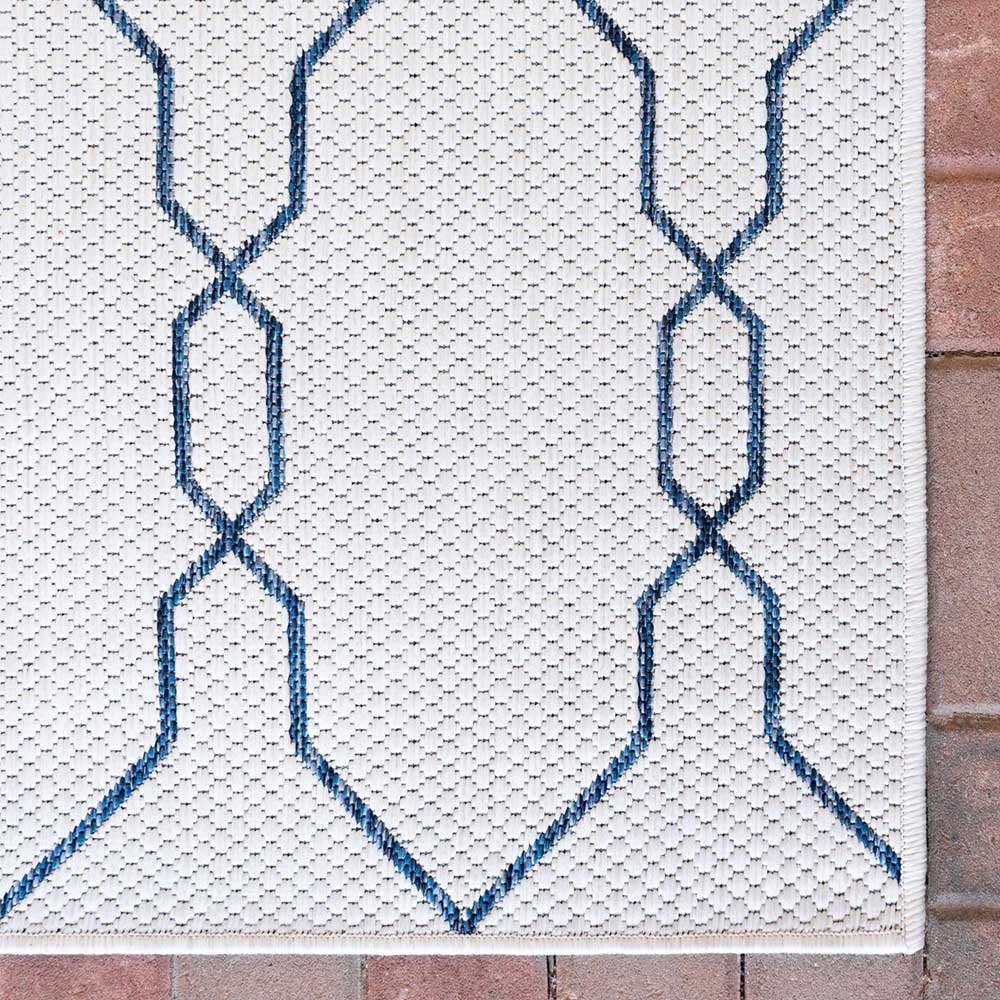 Teppich Indoor oder Outdoor in Creme und Dunkelblau - Asbro
