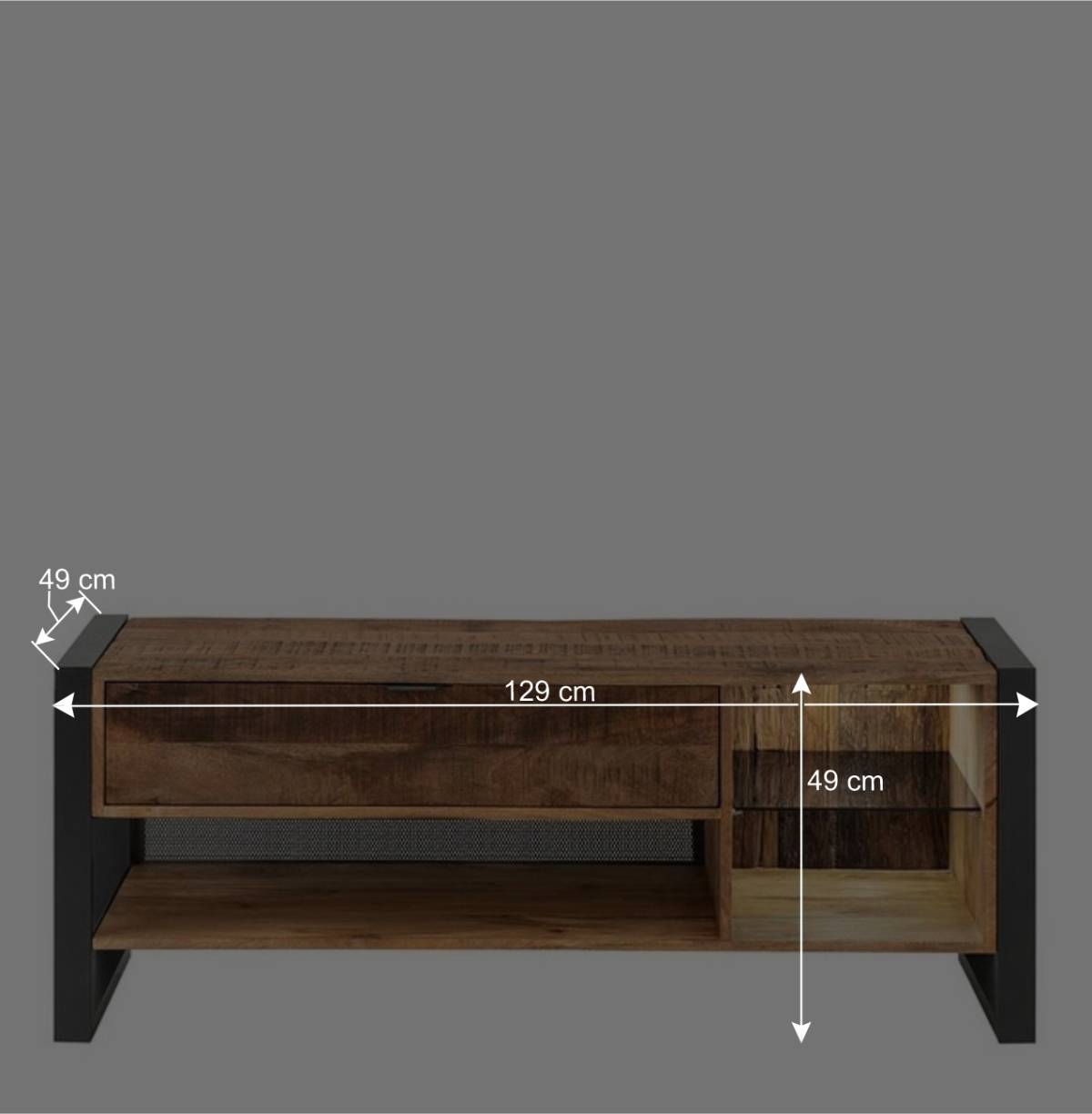 Design TV Board aus Recyclingholz & Metall - Acira