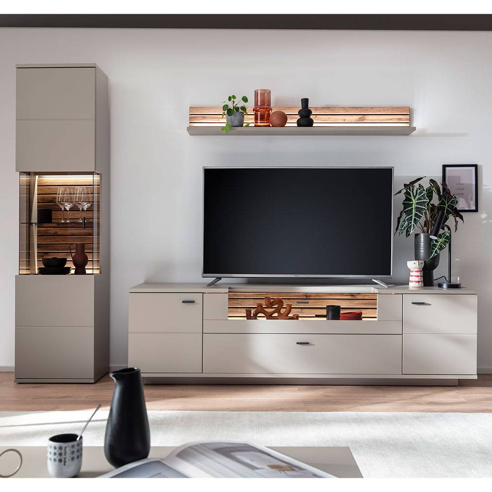 TV Anbauwand Möbel in Grau - Teorina (dreiteilig)