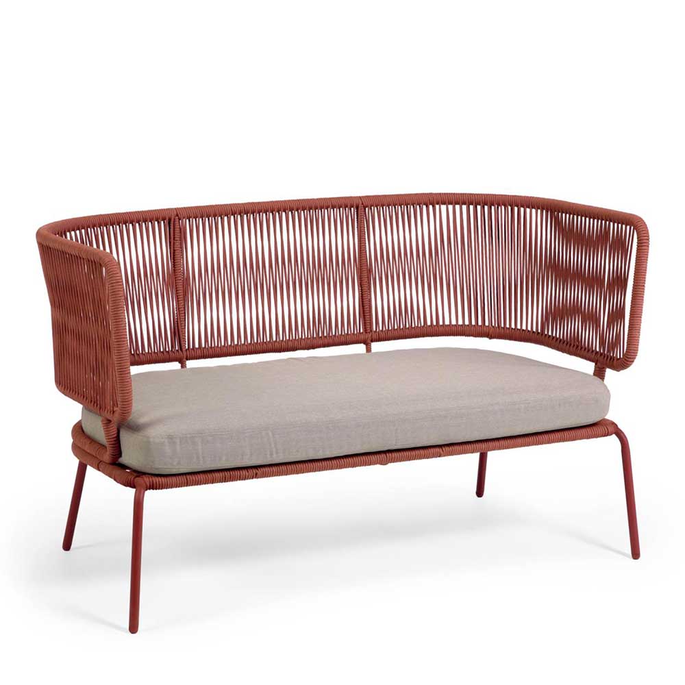 Design Sofa aus Kordelgeflecht in Rotbraun - Alamo
