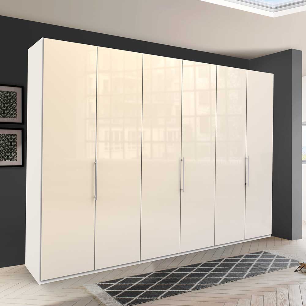 3-türiger Falttüren Kleiderschrank in Creme - Zidarie