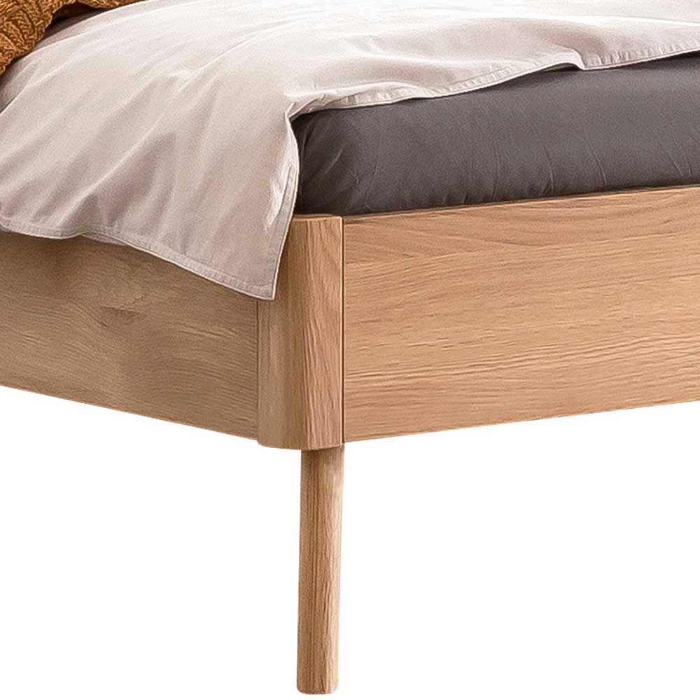 140x200 Bett in Eiche Hell und Weiß - Rubiho