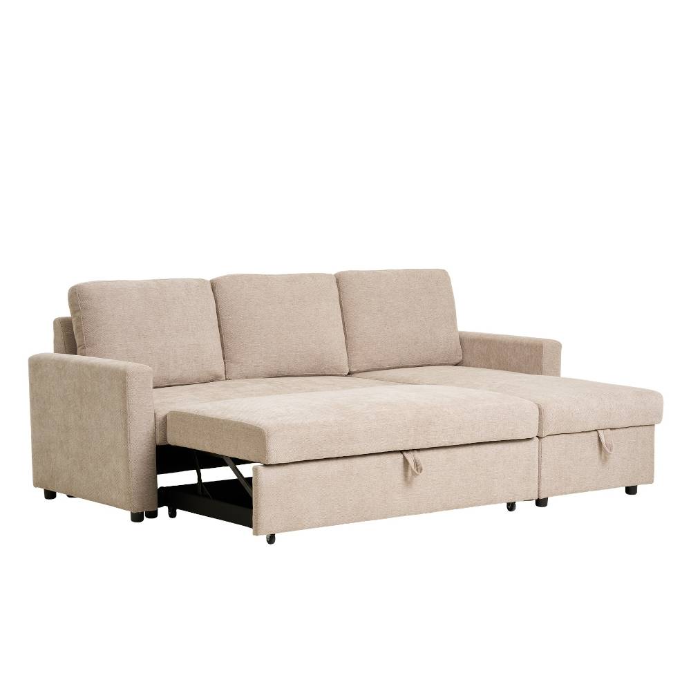 Sofaecke mit Bettfunktion in Beigegrau - Adhipa