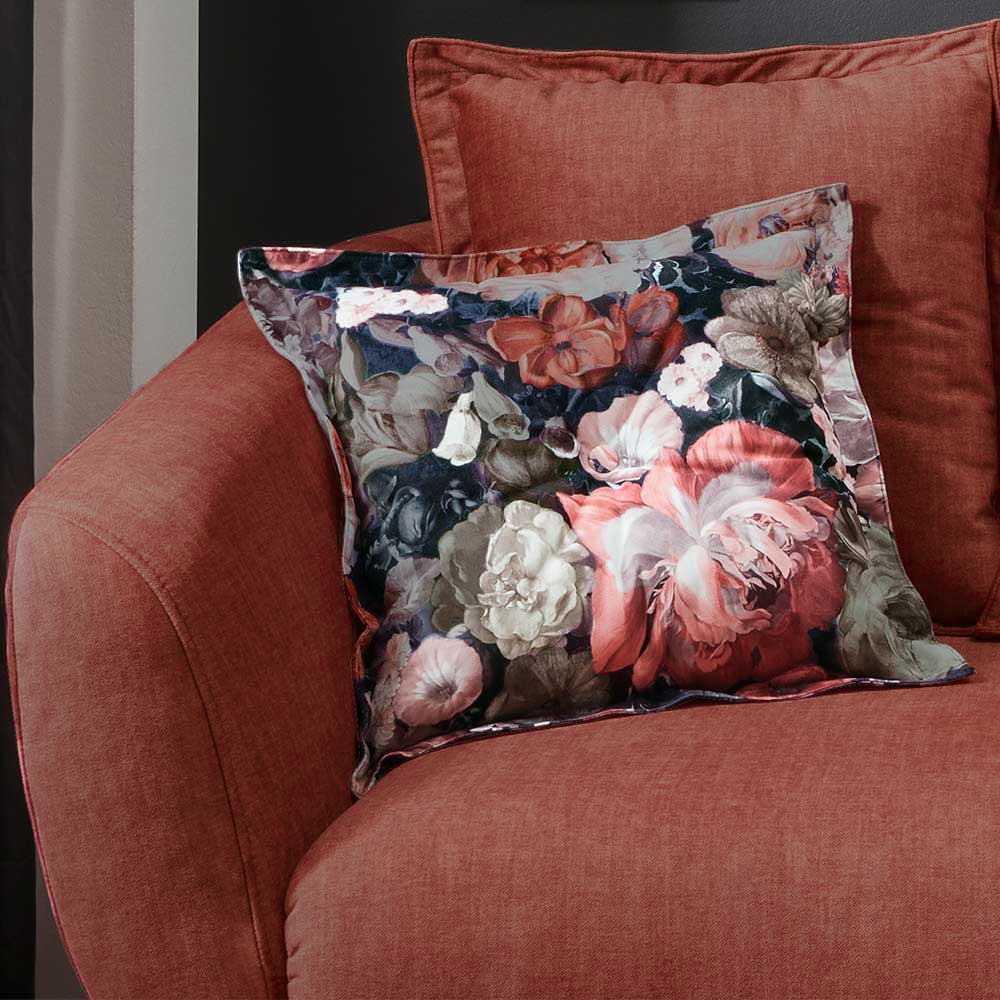 2,5 Sitzer Sofa in Rot Koralle & Schwarz - Adamsa