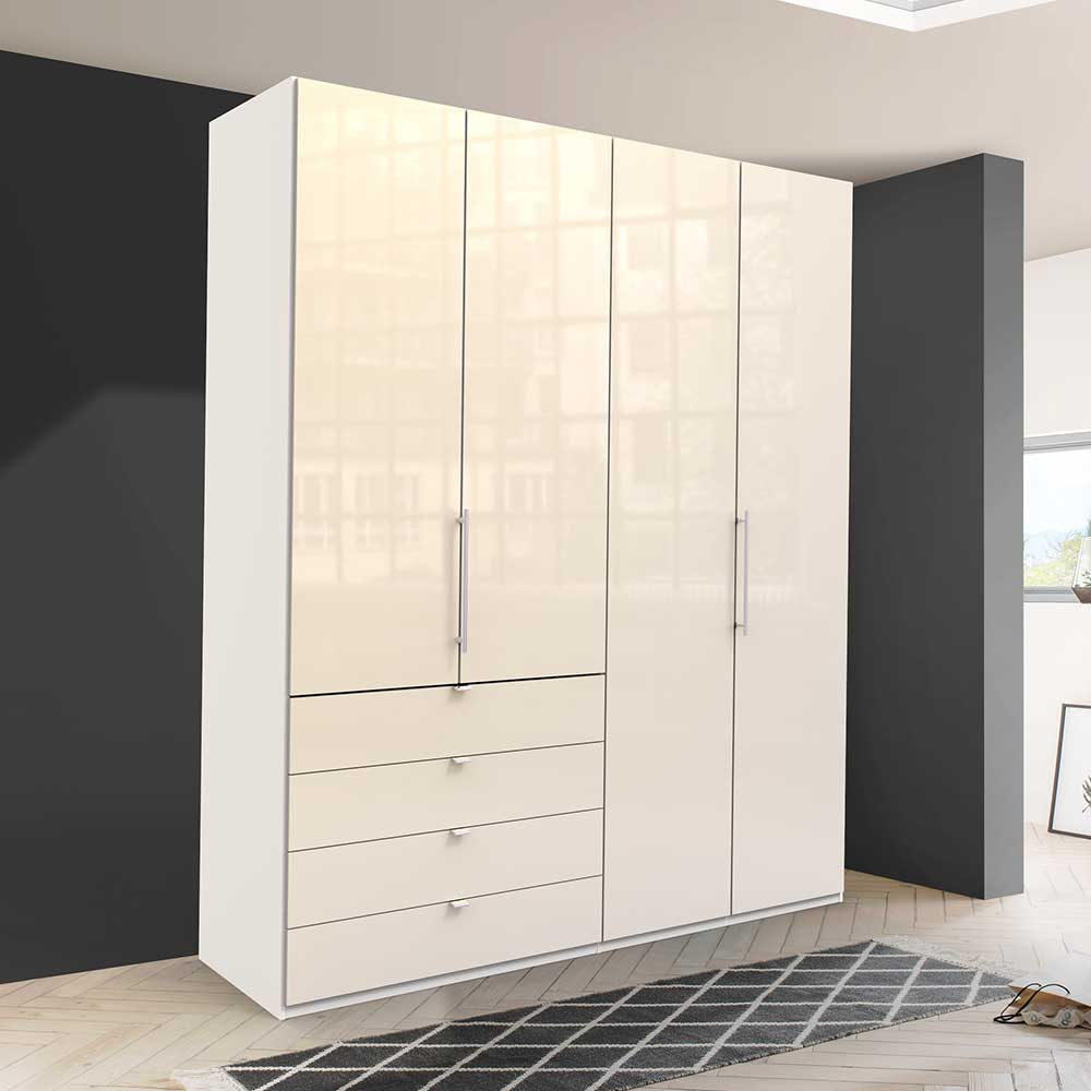 Kleiderschrank mit Falttüren in Cremefarben Glas Front - Zidarie