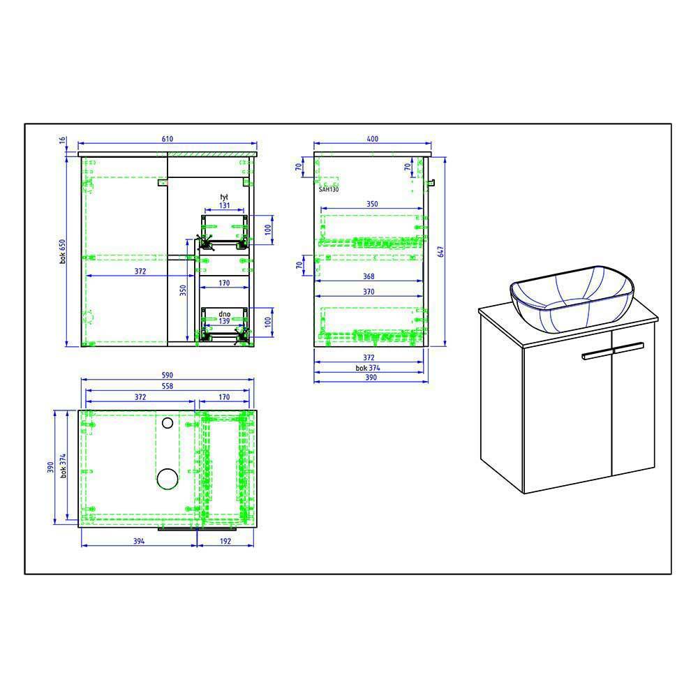 Design Waschplatz fürs Bad Set - Inlenzia (zweiteilig)