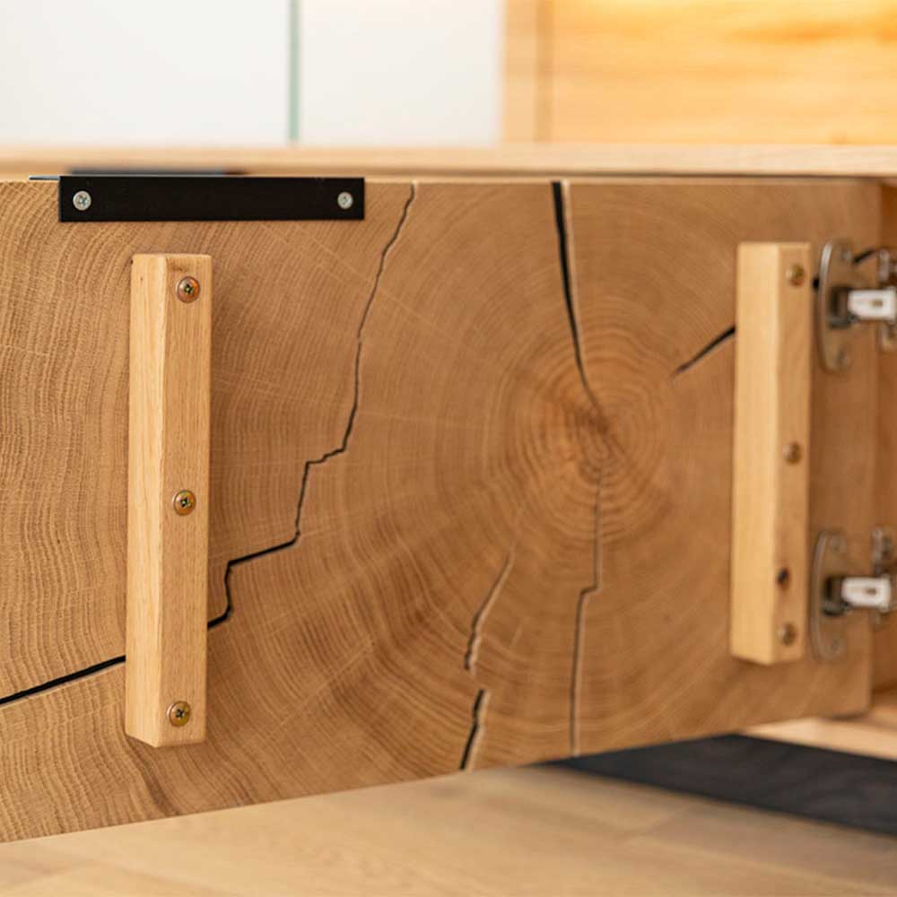 Design TV-Lowboard aus Eiche mit Glas - Masicuri