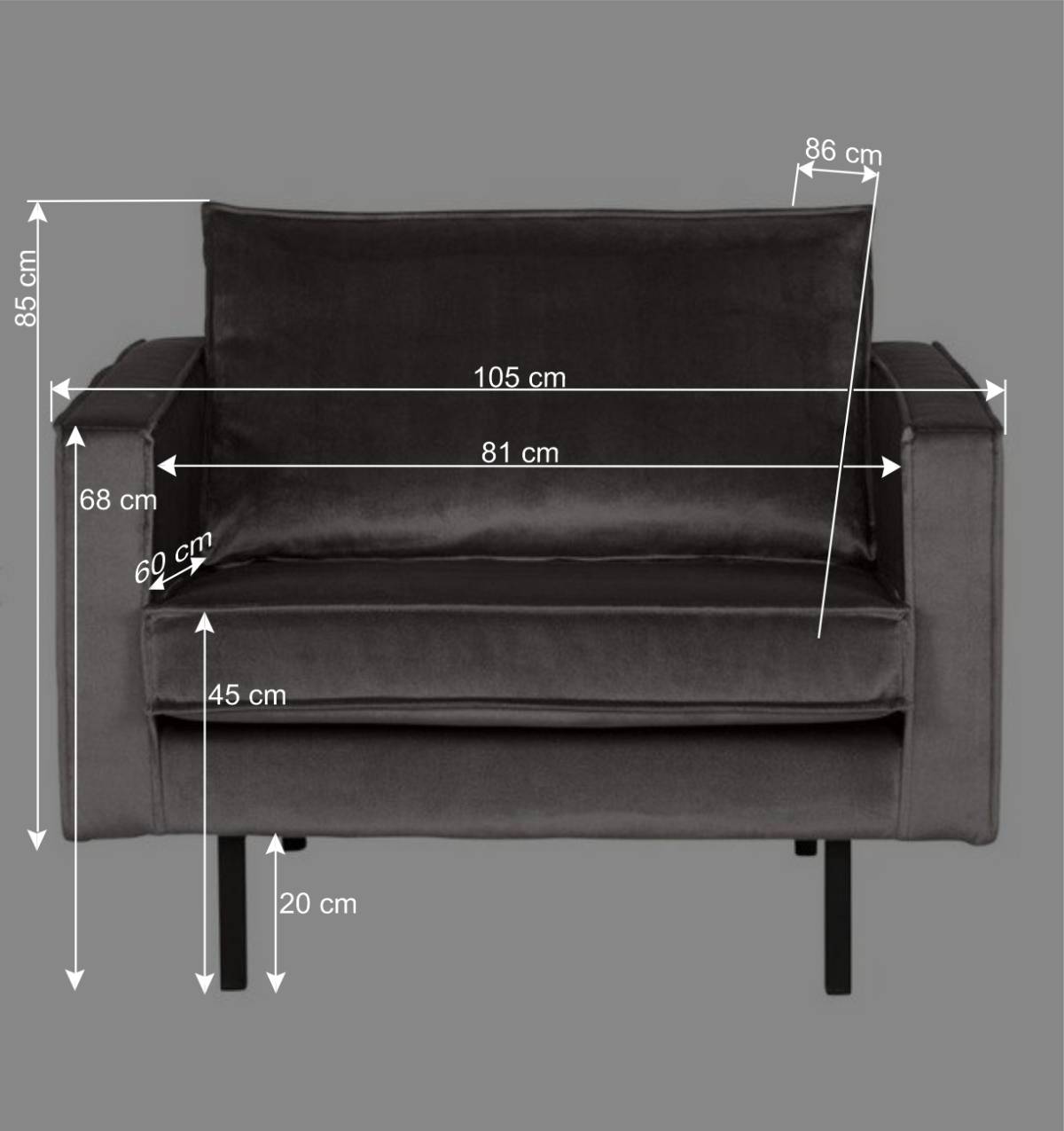 Edler Lounge Sessel mit Samtbezug Museo in Taupe