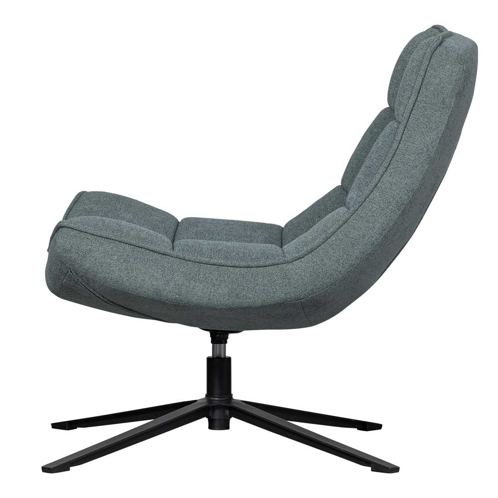 Bequemer blauer Relaxsessel aus Stoff mit ergonomischer Form und Drehfunktion – Baltimoore