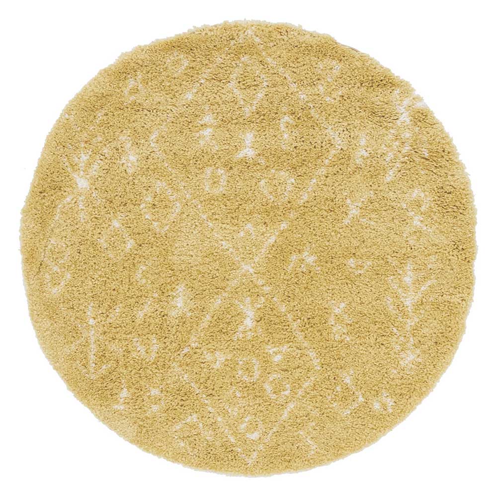 Heller Hochflor Teppich in Gelb und Creme - Vinitaro