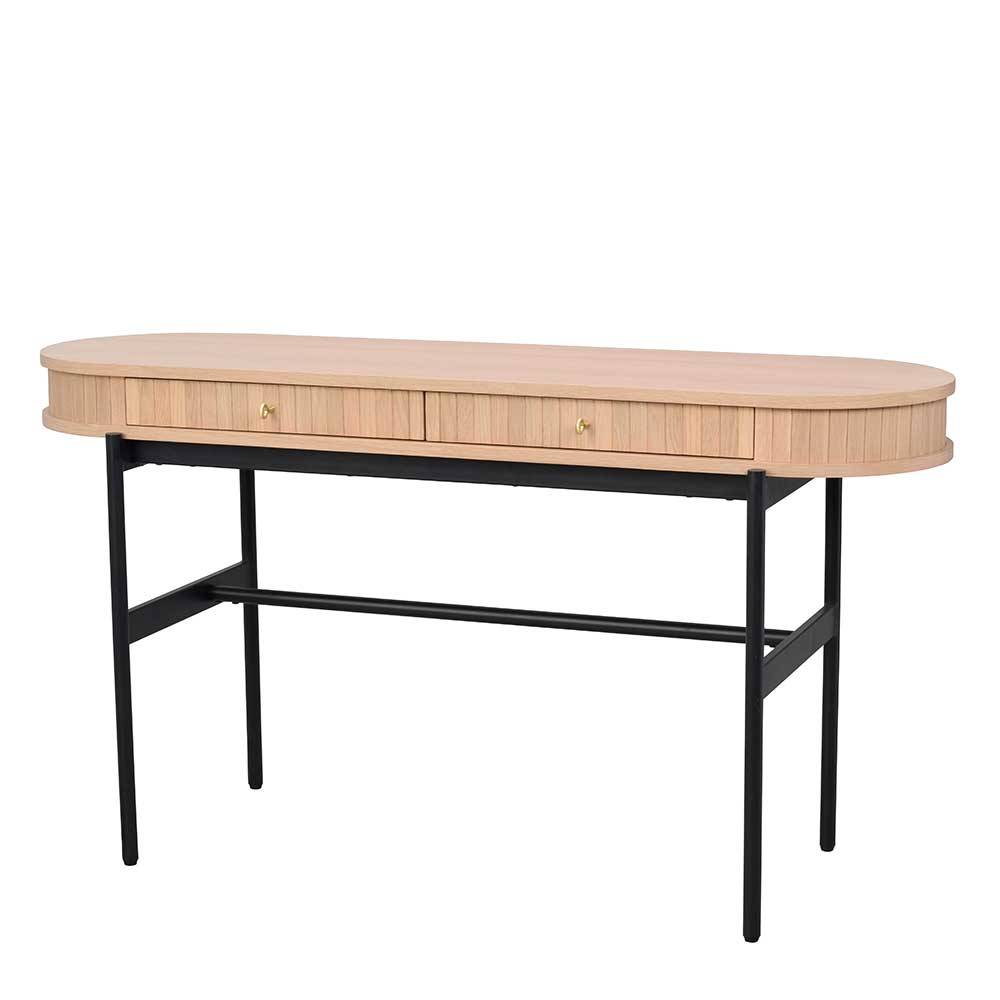 Ovaler Schreibtisch in Eiche White Wash - Sestron